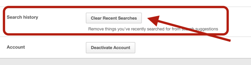 Pinterest Clear Search History Settings